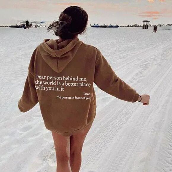 You are Enough Brown Sweatshirt - Never Worn - Brown Hoodie - NEW - Size Medium - Picture 3 of 3